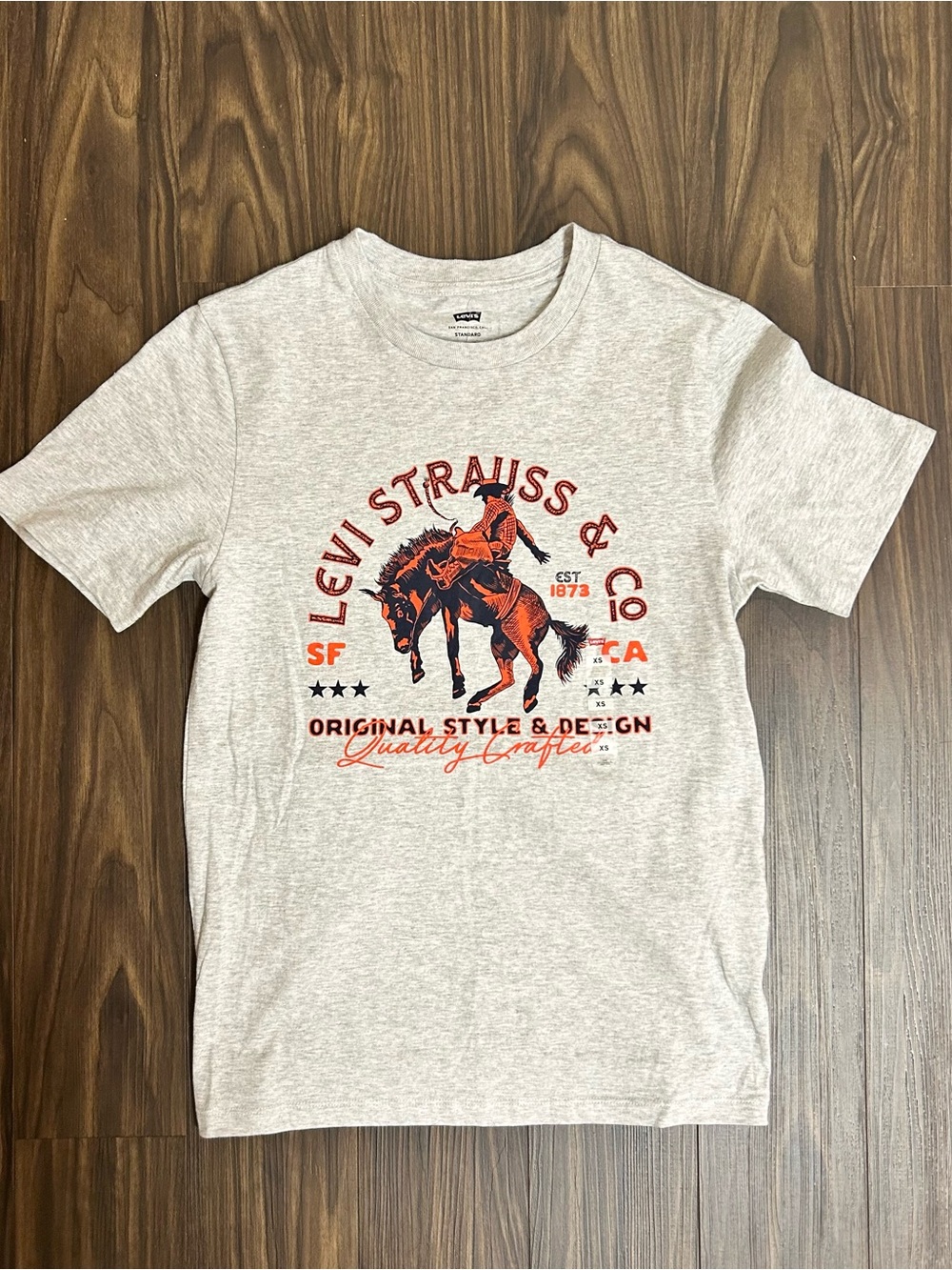 Levi's Heather Gray Short-Sleeve Tee with Orange Rodeo Graphic